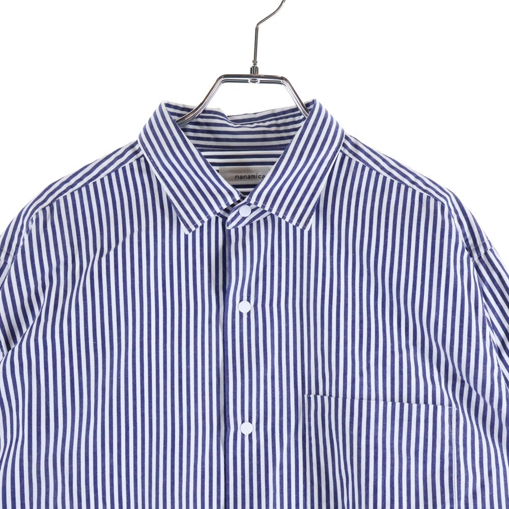 nanamica(ナナミカ) Regular Collar Stripe Wind Shirt SUGF156 ストライプ長袖シャツ ネイビー/ホワイト