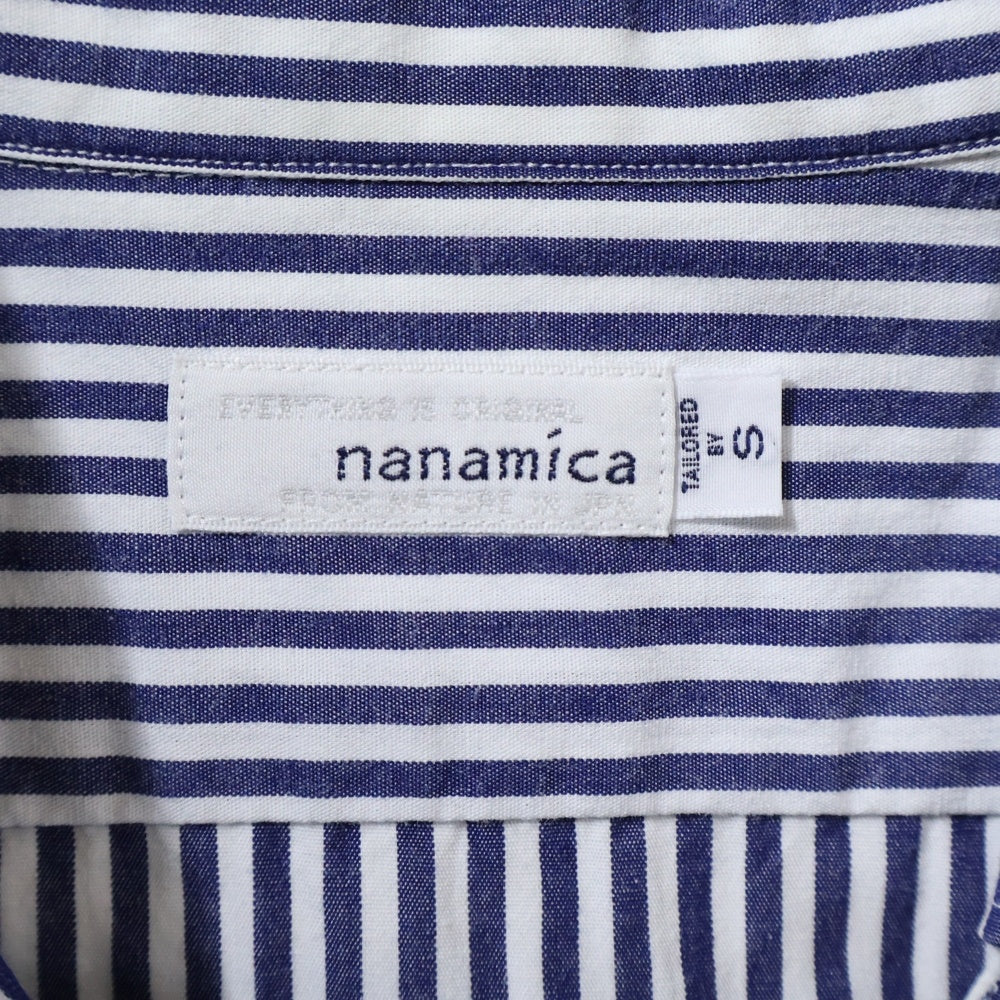 nanamica(ナナミカ) Regular Collar Stripe Wind Shirt SUGF156 ストライプ長袖シャツ ネイビー/ホワイト