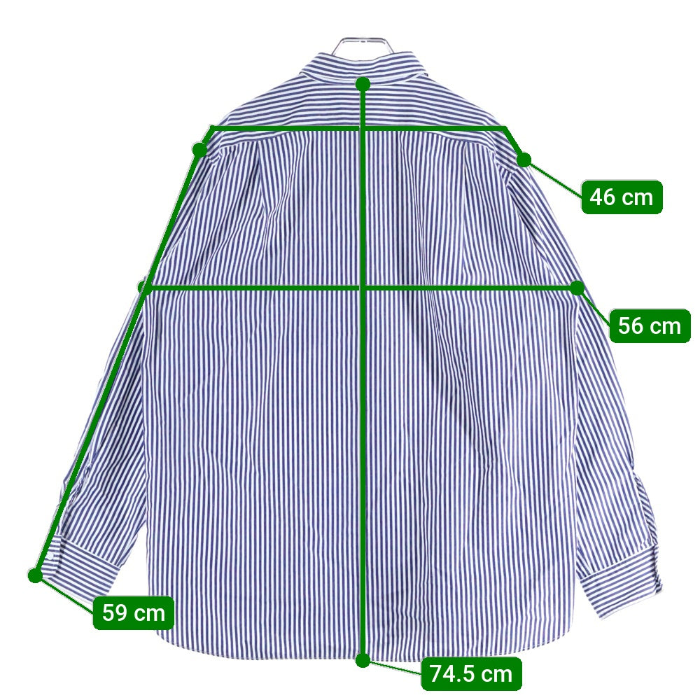 nanamica(ナナミカ) Regular Collar Stripe Wind Shirt SUGF156 ストライプ長袖シャツ ネイビー/ホワイト