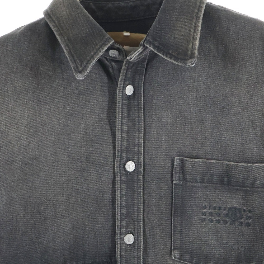 MM6 Maison Margiela(エムエムシックスメゾンマルジェラ) 24AW Faded Denim Logo Shirt SH2DT0009 S30848 オーバーサイズ 長袖デニムシャツ グレー