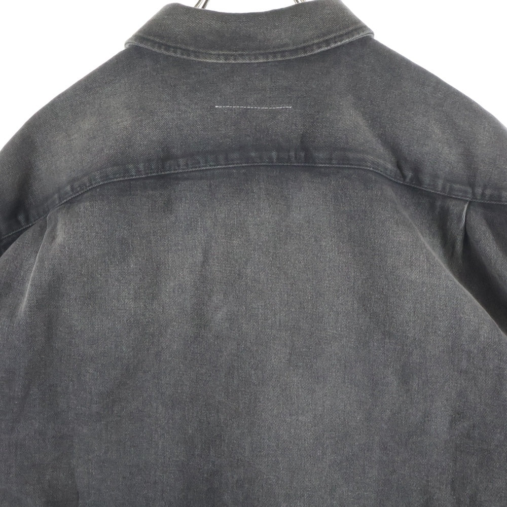 MM6 Maison Margiela(エムエムシックスメゾンマルジェラ) 24AW Faded Denim Logo Shirt SH2DT0009 S30848 オーバーサイズ 長袖デニムシャツ グレー