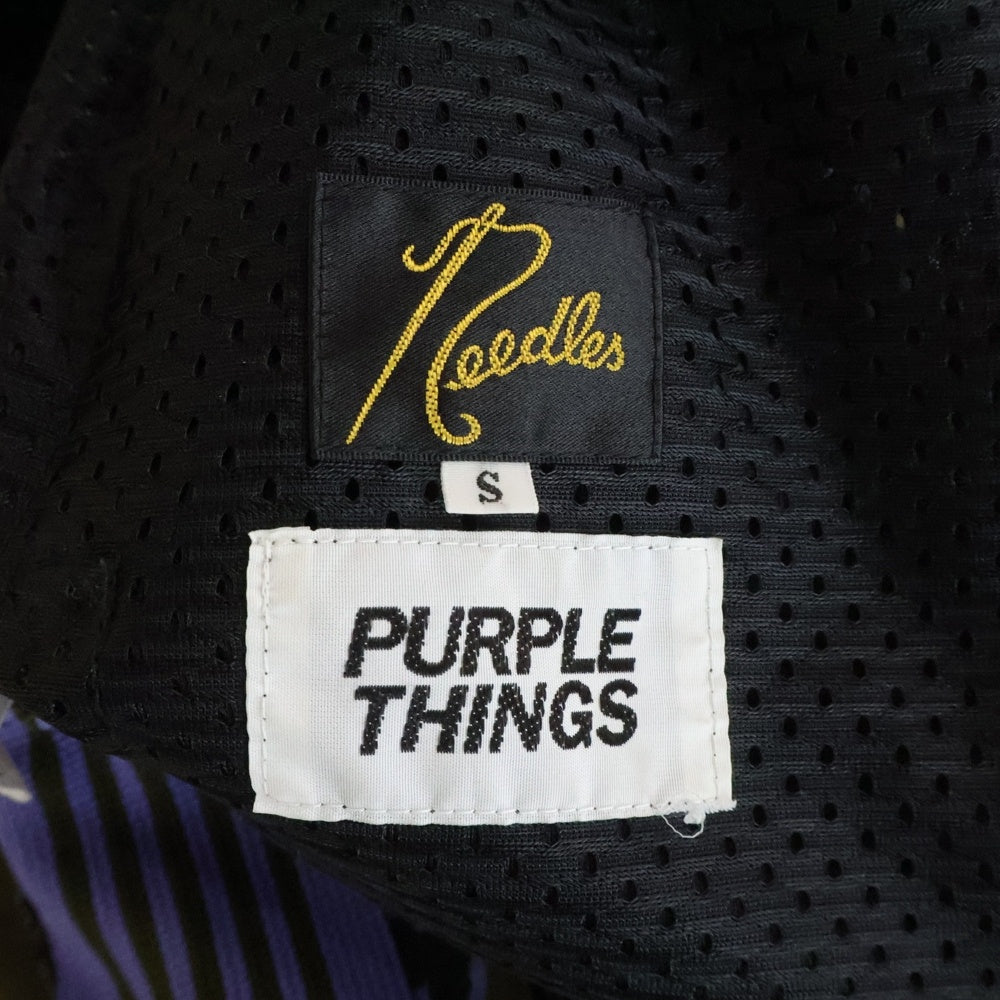 Needles(ニードルス) ×PURPLE THINGS Cargo Track Pants MR396 ×パープルシングス 総柄 カーゴトラックパンツ パープル/グリーン