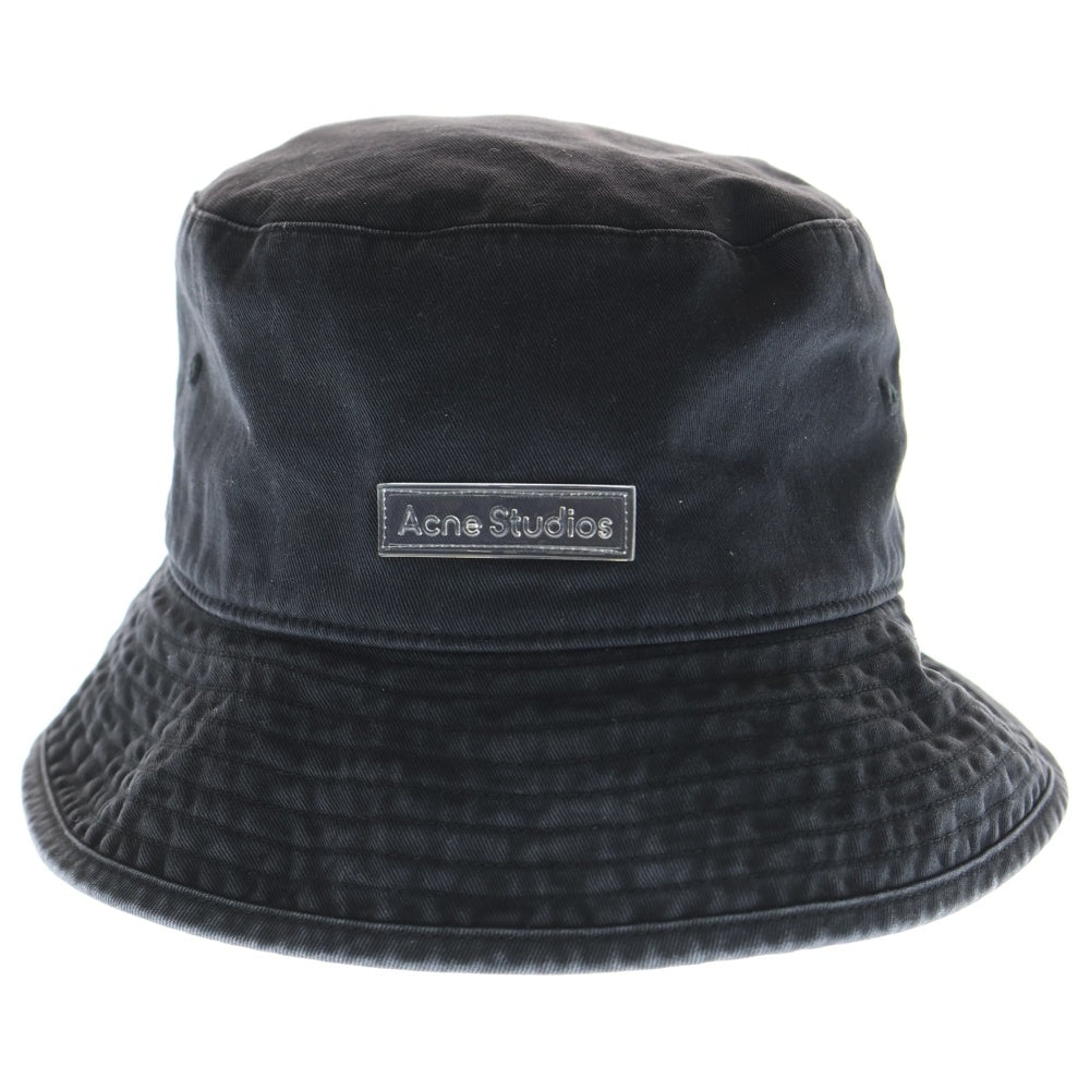 Acne Studios(アクネ ストゥディオズ) プレートロゴ ウォッシュ加工 バケットハット ブラック FN-UX-HATS000245