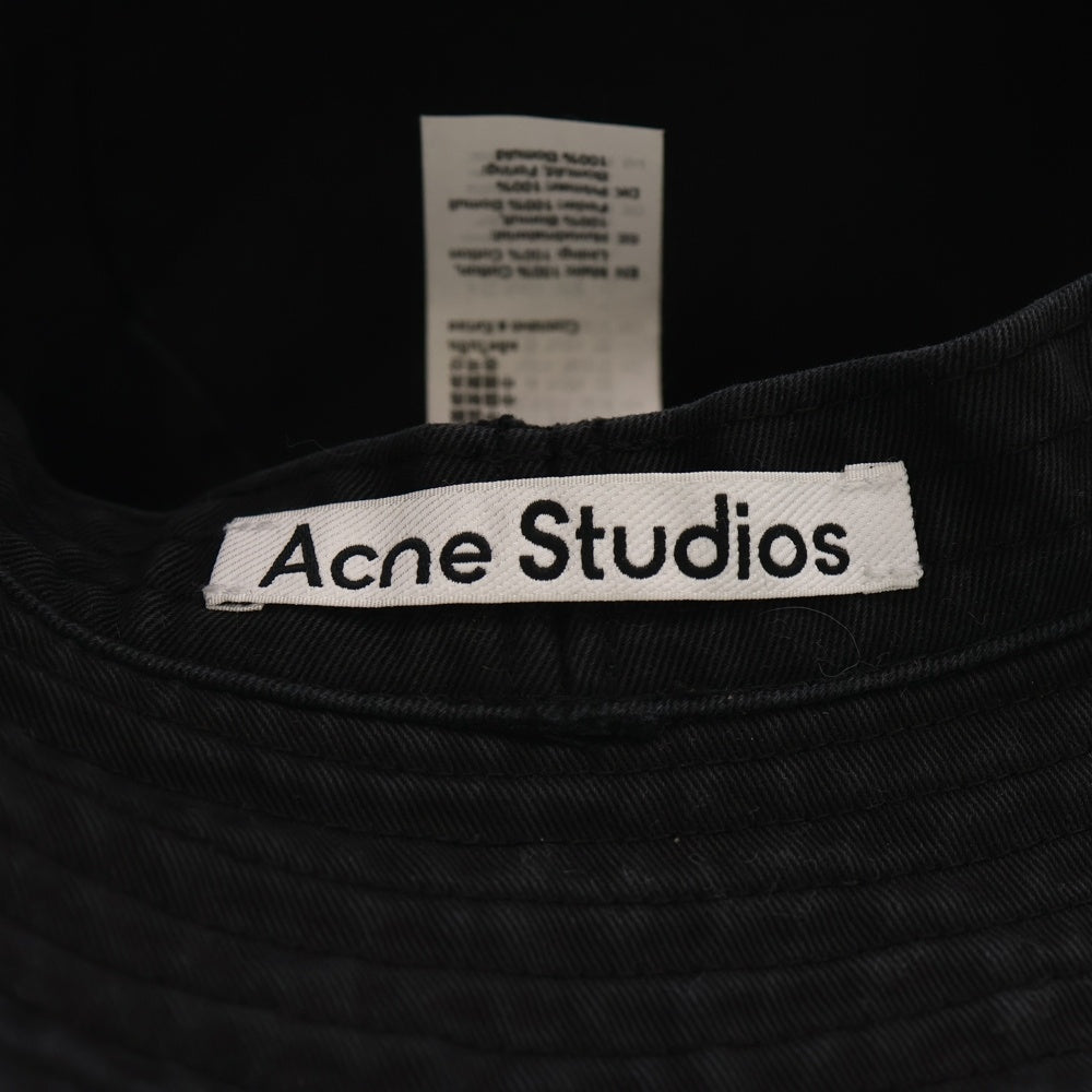 Acne Studios(アクネ ストゥディオズ) プレートロゴ ウォッシュ加工 バケットハット ブラック FN-UX-HATS000245