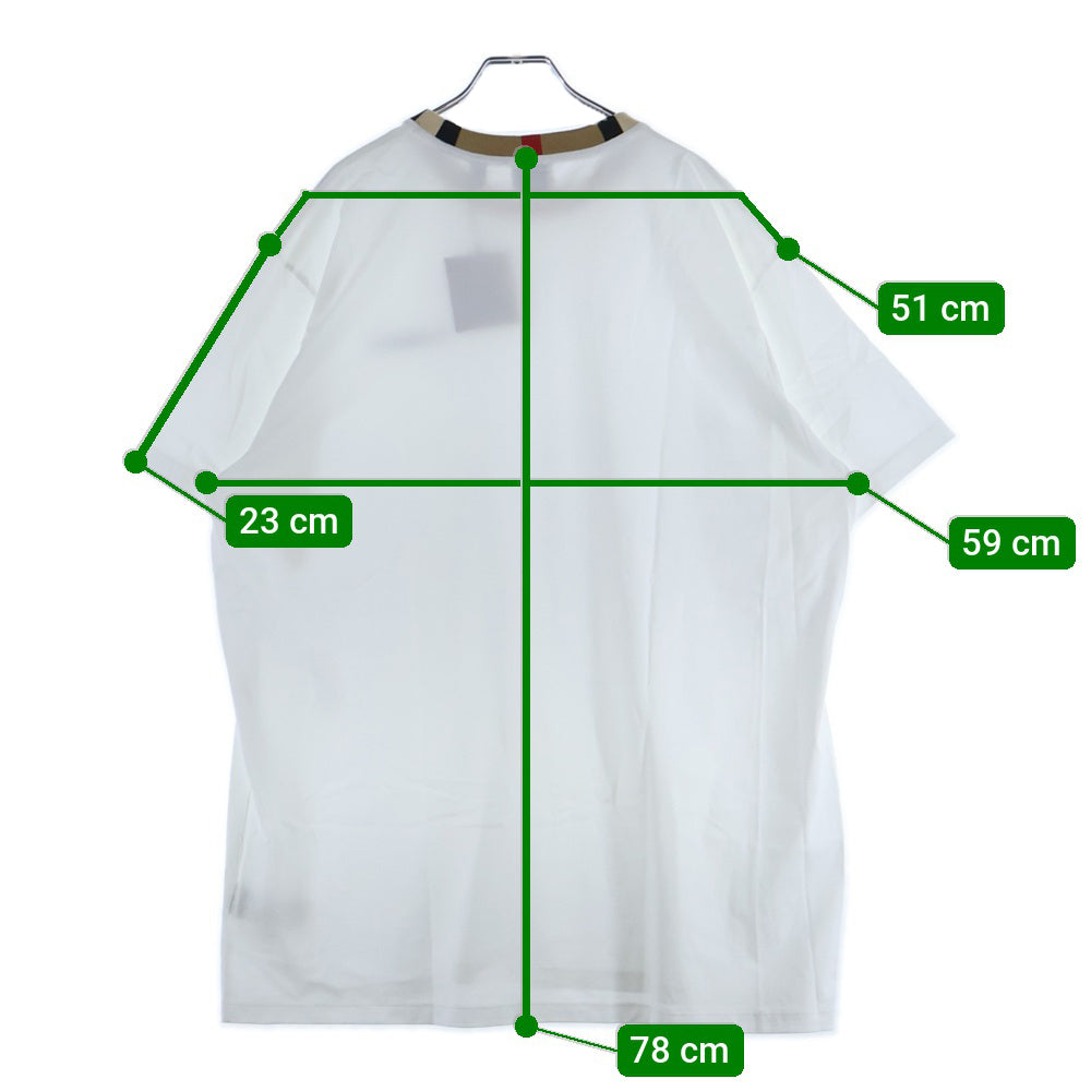 BURBERRY(バーバリー) 22SS ネックチェックロゴクルーネック半袖Tシャツカットソー ホワイト 8069539