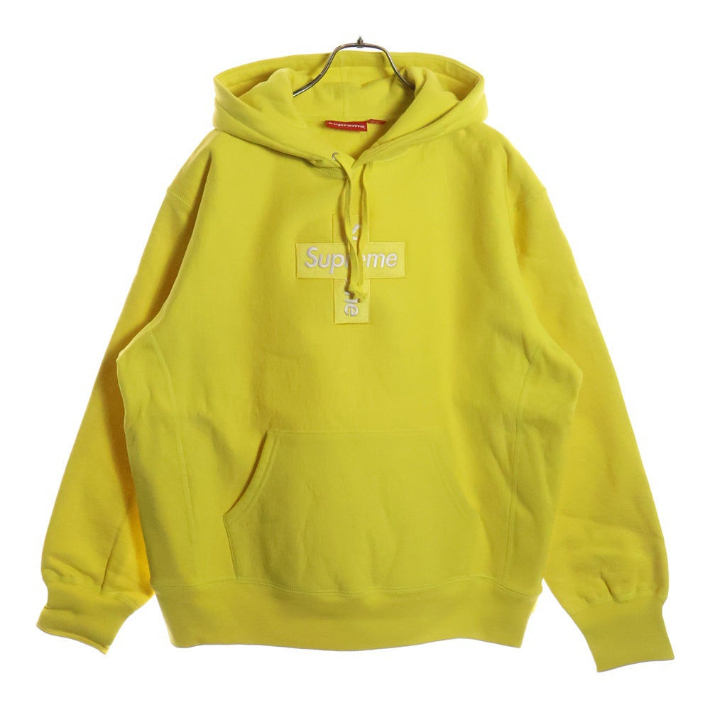 SUPREME(シュプリーム) 20AW Cross Box Logo Hooded Sweatshirt クロス ボックスロゴ刺繍 プルオーバースウェットパーカー フーディー イエロー