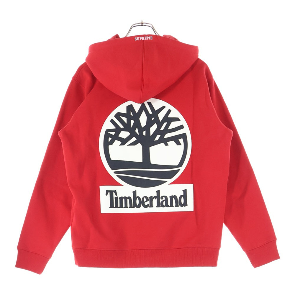 SUPREME(シュプリーム) 16AW ×Timberland LOGO SWEATSHIRTS ティンバーランド ロゴ刺繍プルオーバースウェットパーカー フーディー レッド