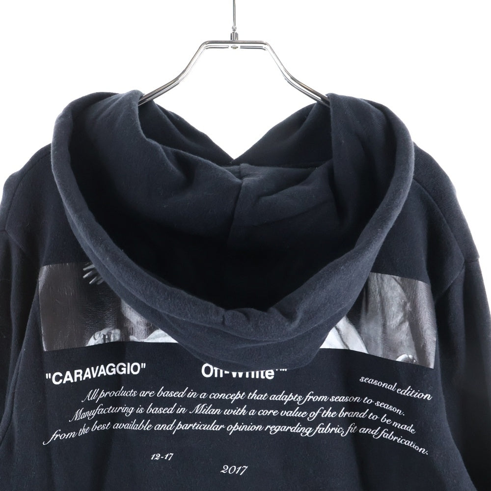 OFF-WHITE(オフホワイト) カラヴァッジォプリントプルオーバースウェットパーカー フーディー ブラック OMBB029F18A54003