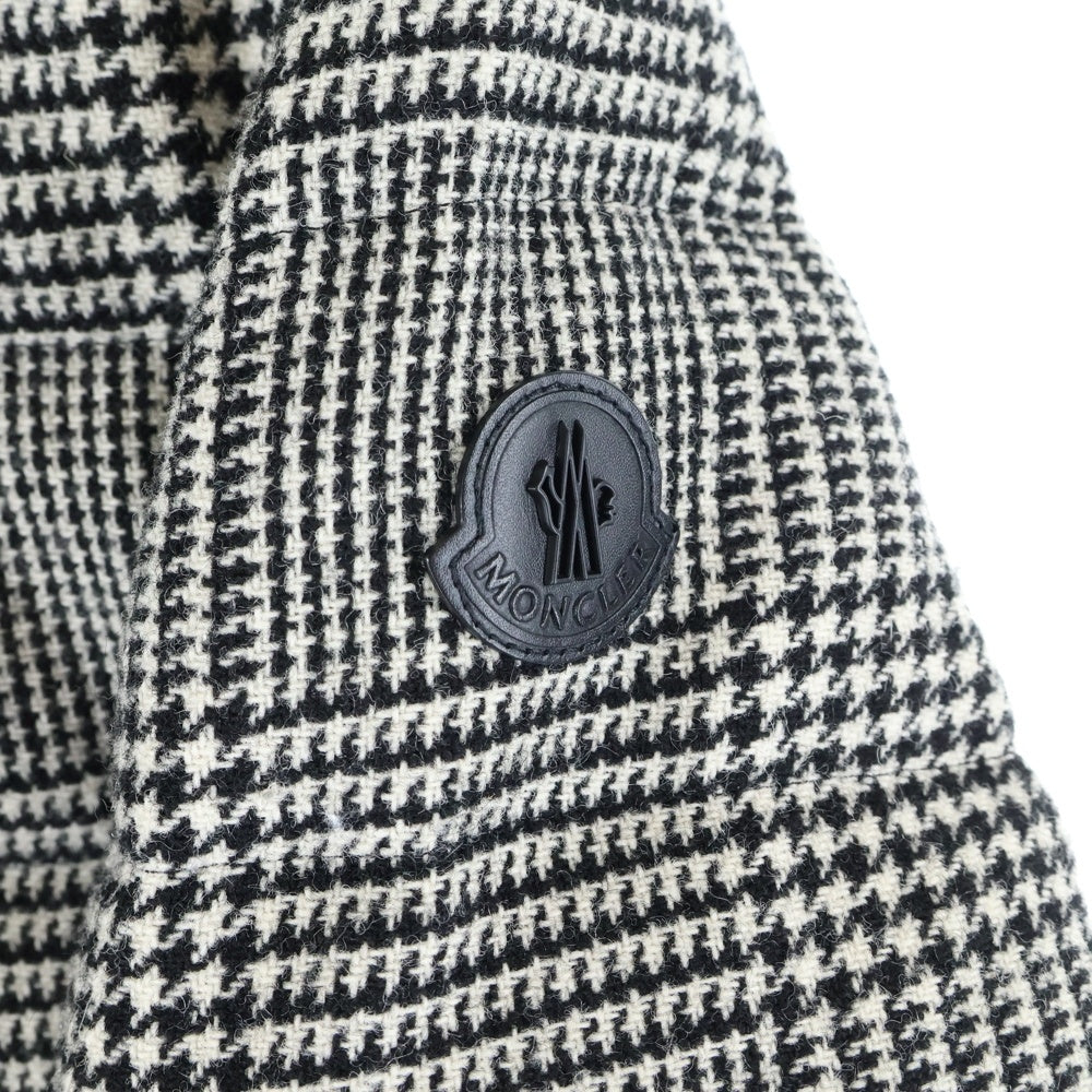 MONCLER(モンクレール) 20AW BESS GIACCA べス マルチフラップポケット グレンチェック ショルダーロゴデザイン ジップアップダウンジャケット ホワイト/ブラック F20911B53300