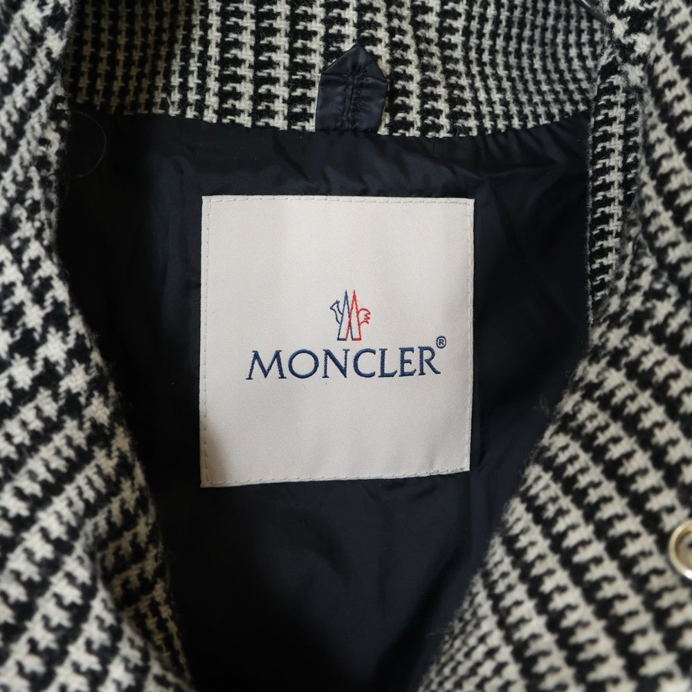 MONCLER(モンクレール) 20AW BESS GIACCA べス マルチフラップポケット グレンチェック ショルダーロゴデザイン ジップアップダウンジャケット ホワイト/ブラック F20911B53300
