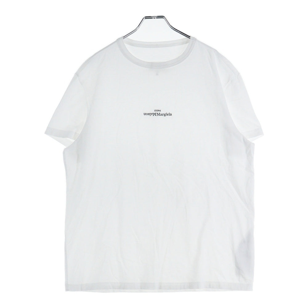 Maison Margiela 10(メゾン マルジェラ) 23SS 反転 ロゴ刺繍 クルーネック半袖Tシャツカットソー ホワイト S30GC0701 S22816
