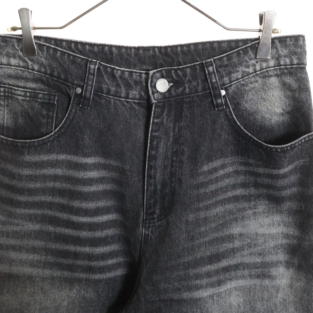 BASKETCASE GALLERY(バスケットケース ギャラリー) LAX BAGGY WHISKER WASH PANTS フェード加工 バギーデニムパンツ ジーンズ ブラック