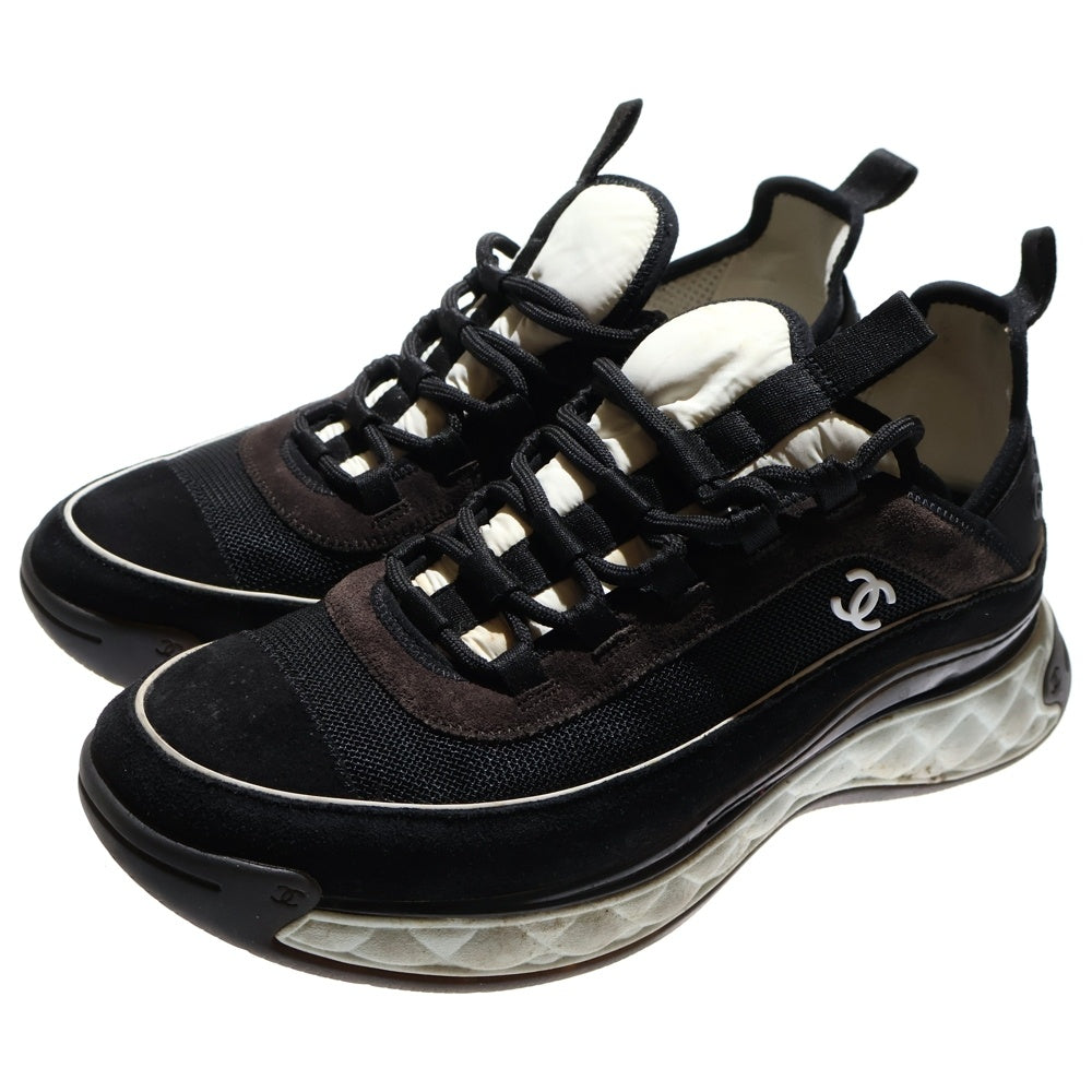 CHANEL(シャネル) ココマーク ファブリック スウェード ローカットスニーカー ブラック/ブラウン G39072