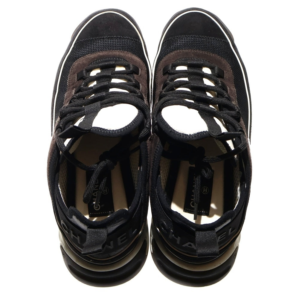 CHANEL(シャネル) ココマーク ファブリック スウェード ローカットスニーカー ブラック/ブラウン G39072