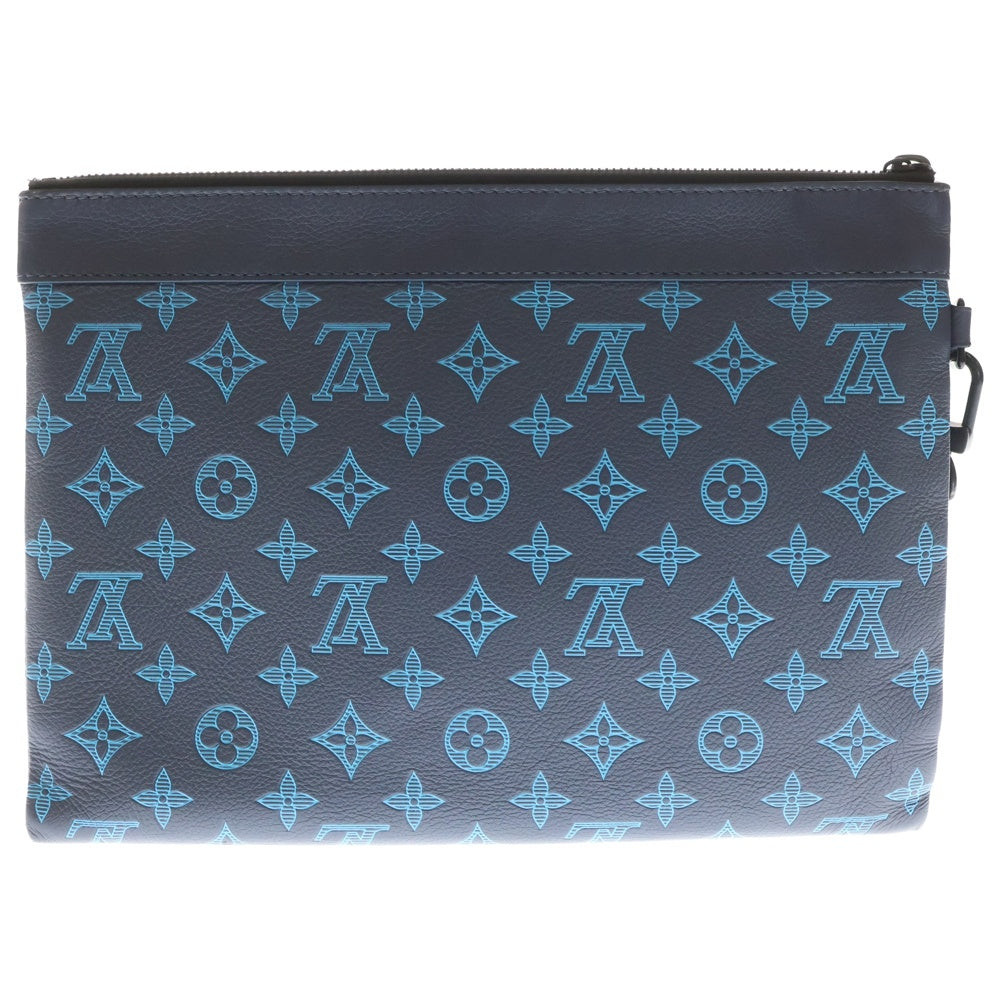LOUIS VUITTON(ルイヴィトン) モノグラムシャドウ ポシェット トゥ ゴー クラッチバッグ ハンドバッグ レザー ブラック/ブルー M82321 レディース