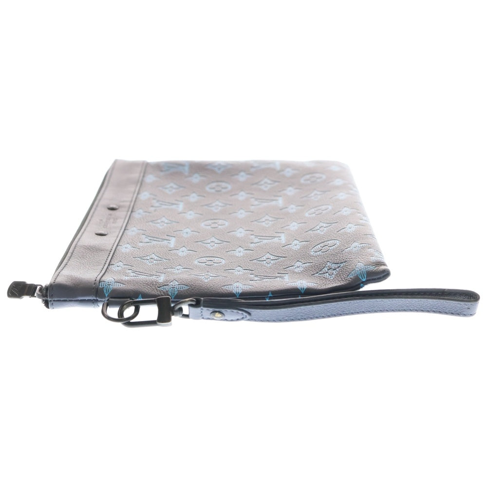 LOUIS VUITTON(ルイヴィトン) モノグラムシャドウ ポシェット トゥ ゴー クラッチバッグ ハンドバッグ レザー ブラック/ブルー M82321 レディース