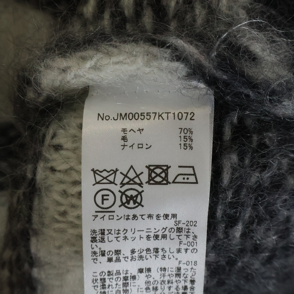 MAISON KITSUNE(メゾンキツネ) Mohair Check Kint JM00557KT1072 モヘア チェック クルーネックニットセーター ブラック/ホワイト