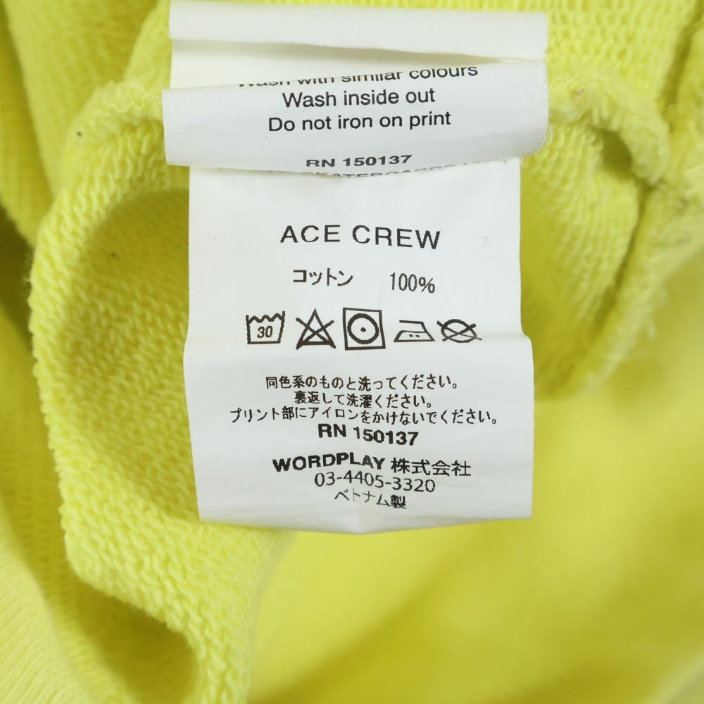 Palace Skateboards(パレススケートボーズ) 18AW Ace Crew Light フロントロゴ クルーネックスウェットトレーナー イエロー