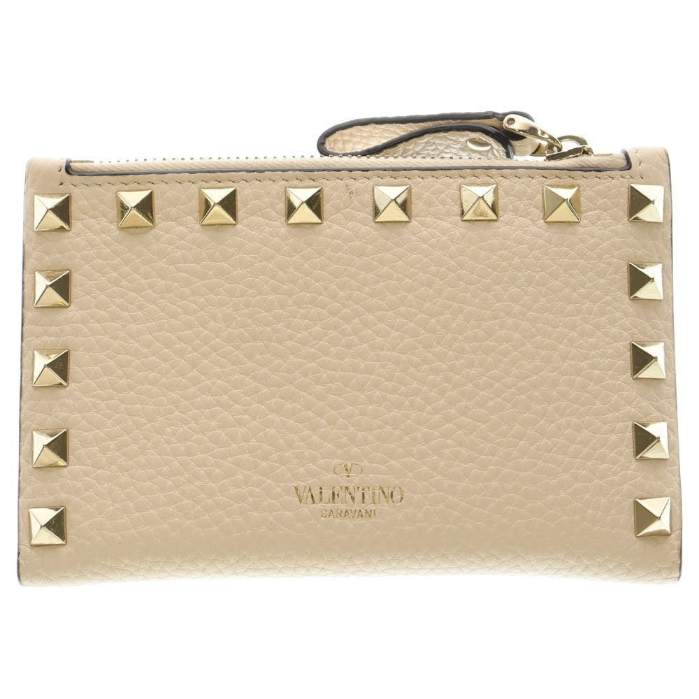 VALENTINO GARAVANI(ヴァレンチノガラヴァーニ) Studs Wallet スタッズ 2つ折り財布 レザーウォレット ホワイト レディース