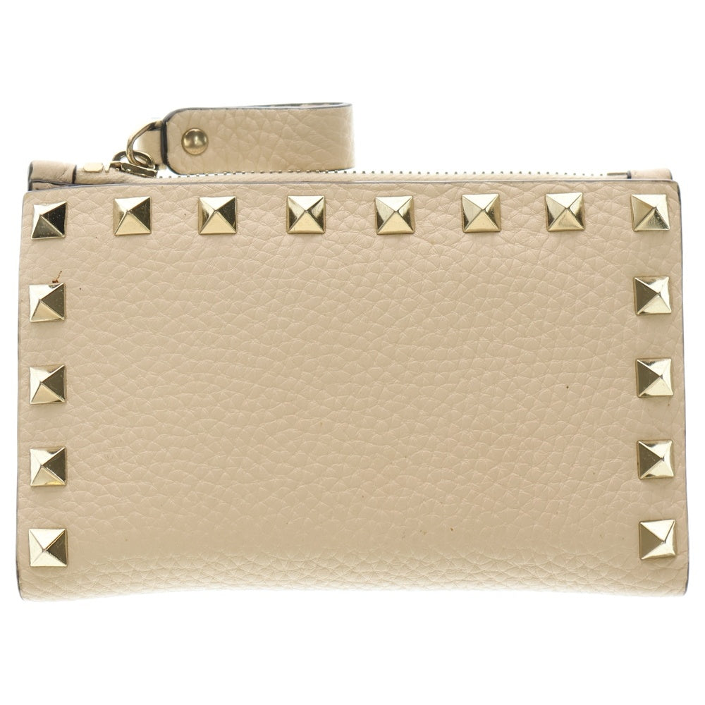 VALENTINO GARAVANI(ヴァレンチノガラヴァーニ) Studs Wallet スタッズ 2つ折り財布 レザーウォレット ホワイト レディース