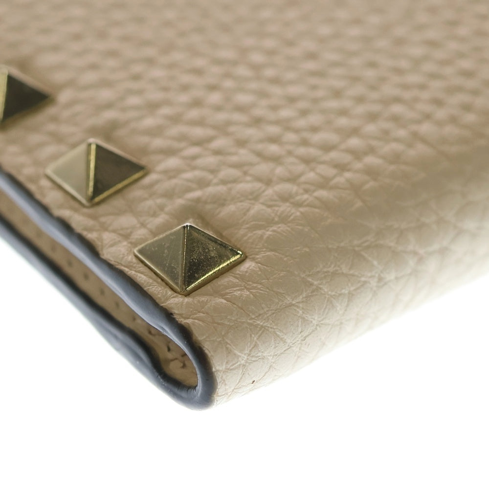 VALENTINO GARAVANI(ヴァレンチノガラヴァーニ) Studs Wallet スタッズ 2つ折り財布 レザーウォレット ホワイト レディース
