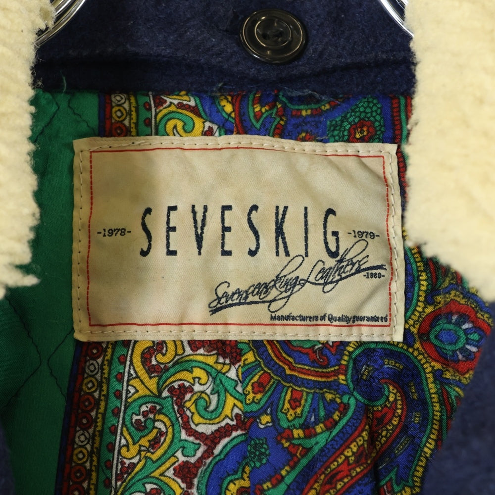 SEVESKIG(セヴシグ) レザー切替 ウールPコート 襟ボア マルチカラー JK-SV-SA-1006