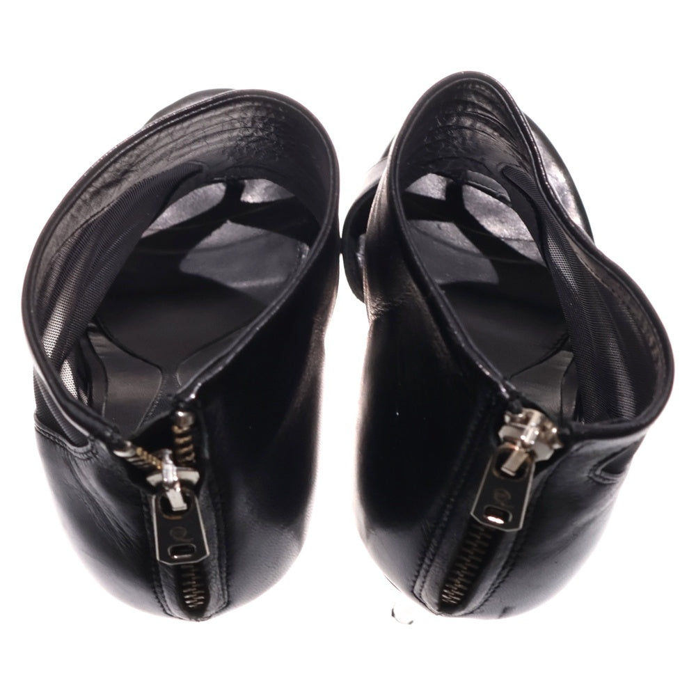 Alexander McQueen(アレキサンダーマックイーン) SHEER BLOCK ZIP BACK BABY CALF/MESH レザーハイヒールブーツ パンプス ブラック レディース