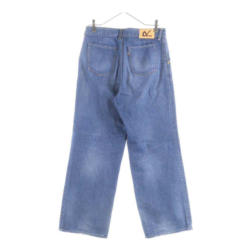 45RPM(フォーティーファイブアールピーエム) ダメージ加工 バックワンポイントロゴ刺繍 おこめデニムパンツ ジーンズ インディゴ レディース 5076946
