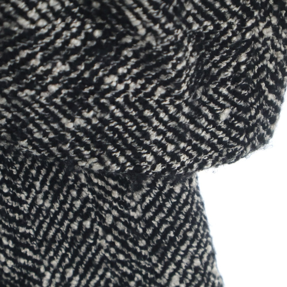 Y's(ワイズ) WOOL SLUB YARN HERRINGBONE MIDDLE CAPE COAT YX-C07-110 ウール スラブ ヤーン ヘリンボーン ミドル ケープ コート ブラック/ホワイト