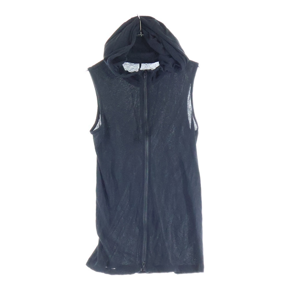 Yohji Yamamoto + NOIR(ヨウジヤマモトプリュスノアール) ノースリーブ フーデッド ジップアップパーカー フーディ ブラック ND-T19-081