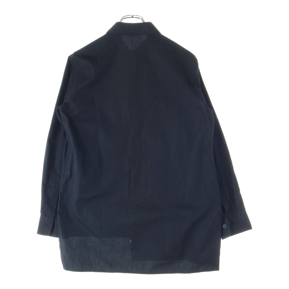 Y's(ワイズ) Wool Design Long Sleeve Shirt YC-B06-802 フロントウールデザイン 長袖ドッキングシャツ ブラック