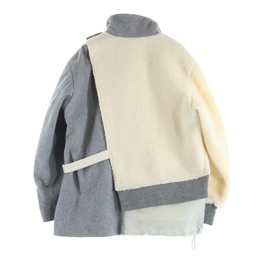 NO BRAND(ノーブランド) THE KEIJI 【ザ・ケイジ】 ナイロン ウール ドッキング ジップアップボアジャケット レディース アイボリー/グレー