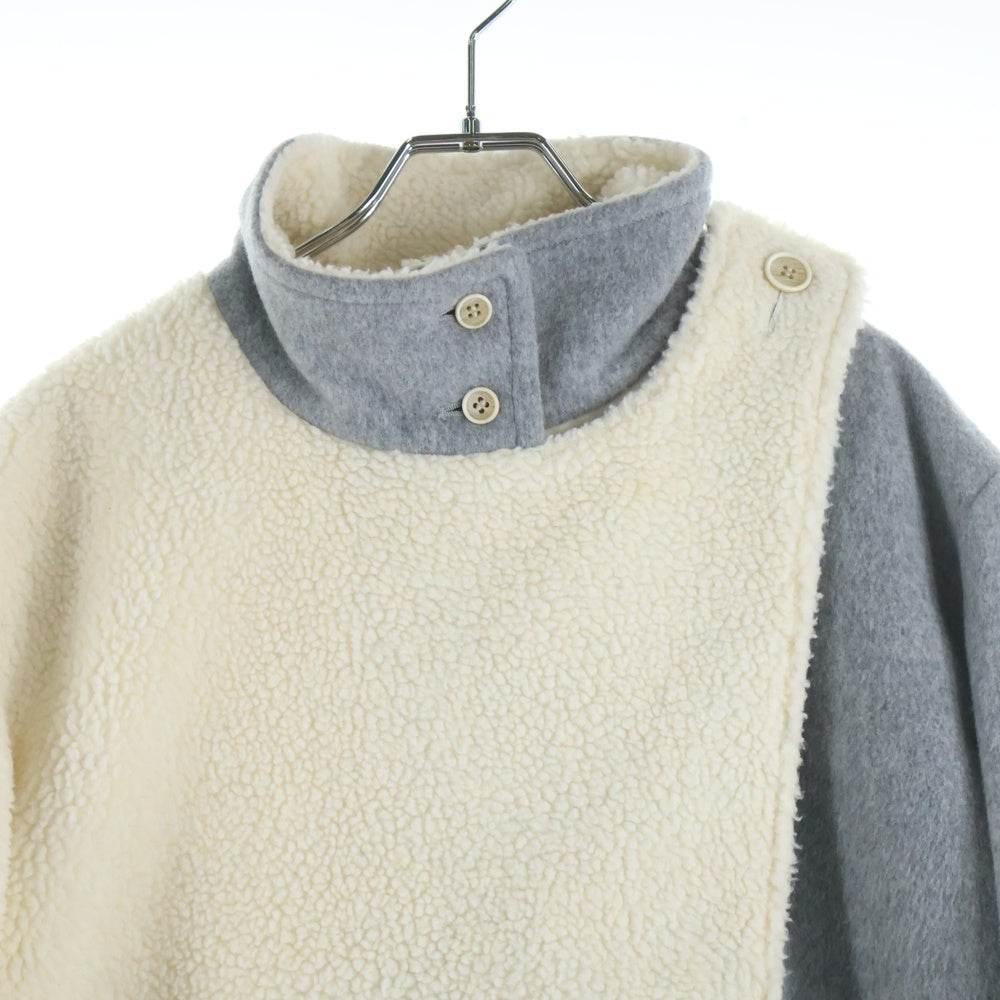 NO BRAND(ノーブランド) THE KEIJI 【ザ・ケイジ】 ナイロン ウール ドッキング ジップアップボアジャケット レディース アイボリー/グレー