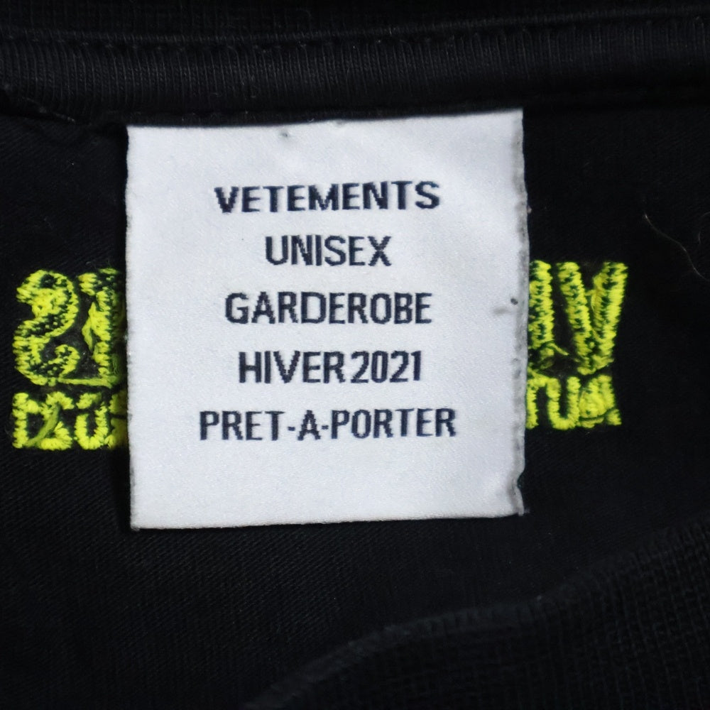 VETEMENTS(ヴェトモン) 20AW WORLD TOUR T-SHIRT UAH21TR618 ワールドツアー プリントクルーネック半袖Tシャツカットソー ブラック