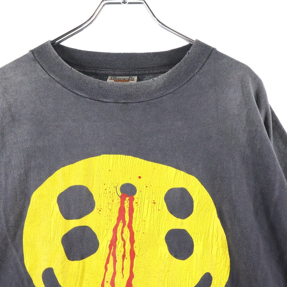 SAINT MICHAEL(セントマイケル) 24AW CP SS TEE SMILE ヴィンテージ加工プリント半袖Tシャツ カットソー グレー SM-YS1-0000-C01