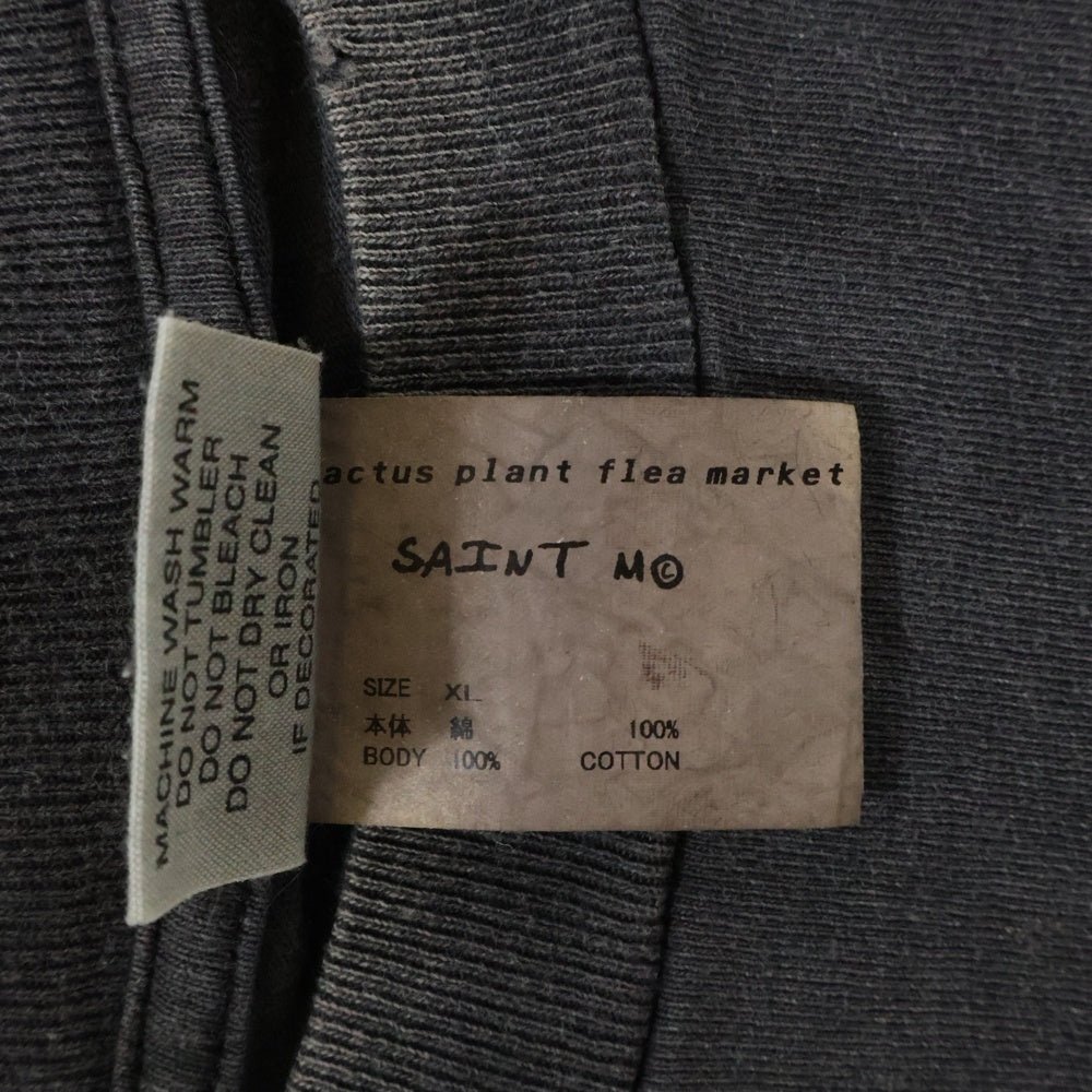 SAINT MICHAEL(セントマイケル) 24AW CP SS TEE SMILE ヴィンテージ加工プリント半袖Tシャツ カットソー グレー SM-YS1-0000-C01