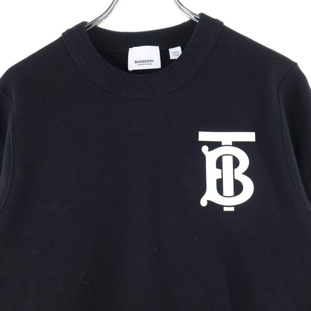 BURBERRY(バーバリー) TB Logo Crewneck Sweatshirt 8024346 フロントTBロゴ クルーネック長袖スウェットトレーナー ブラック レディース