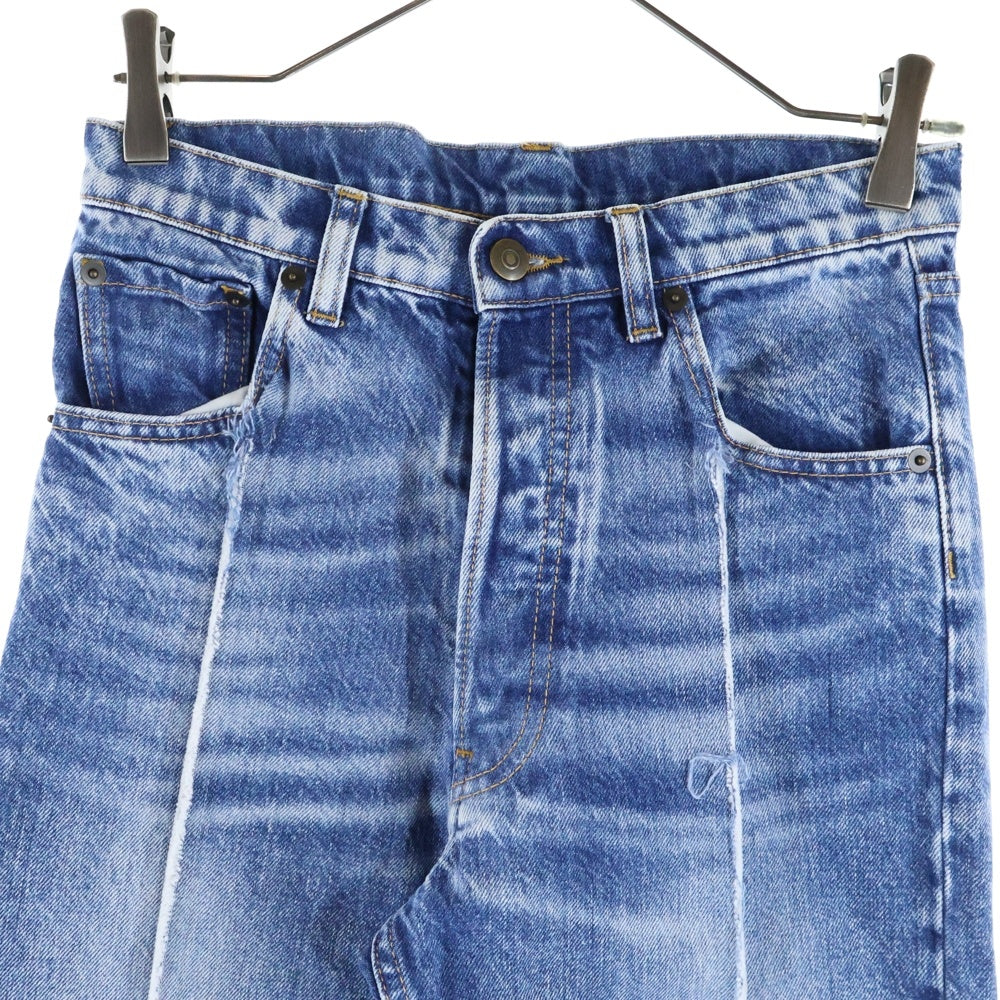 MM6 Maison Margiela(エムエムシックスメゾンマルジェラ) 21SS 再構築 トリム リサイクルジーンズ ダメージデニムパンツ インディゴ S51LA0139 S30744 レディース