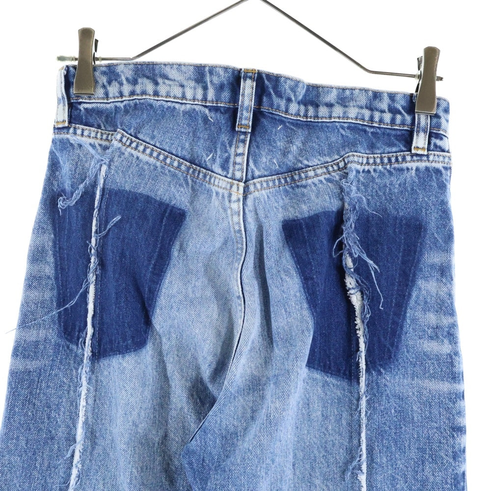 MM6 Maison Margiela(エムエムシックスメゾンマルジェラ) 21SS 再構築 トリム リサイクルジーンズ ダメージデニムパンツ インディゴ S51LA0139 S30744 レディース