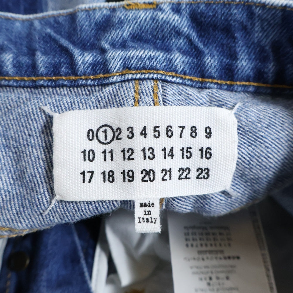MM6 Maison Margiela(エムエムシックスメゾンマルジェラ) 21SS 再構築 トリム リサイクルジーンズ ダメージデニムパンツ インディゴ S51LA0139 S30744 レディース