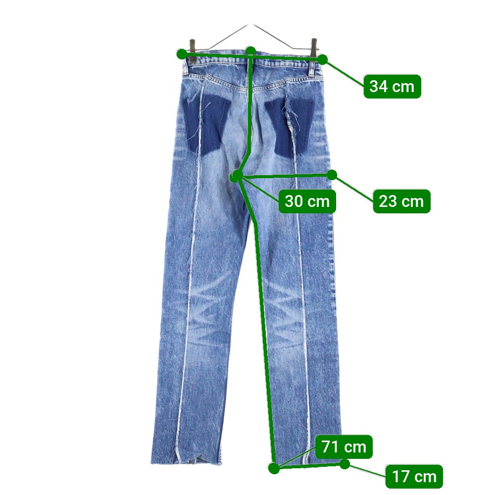 MM6 Maison Margiela(エムエムシックスメゾンマルジェラ) 21SS 再構築 トリム リサイクルジーンズ ダメージデニムパンツ インディゴ S51LA0139 S30744 レディース