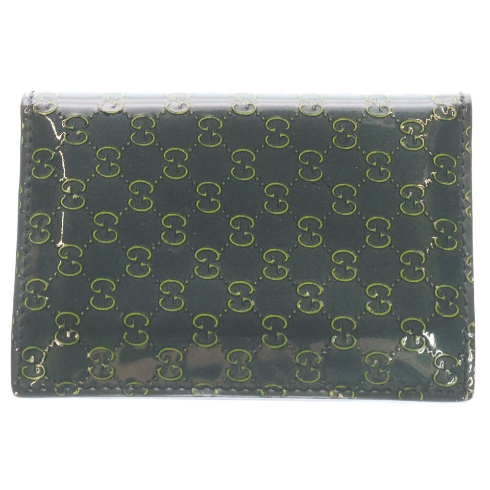 GUCCI(グッチ) Micro Gucci Sima Card Pass Case 146231 マイクロ グッチシマ パテントレザー カードケース パスケース グリーン