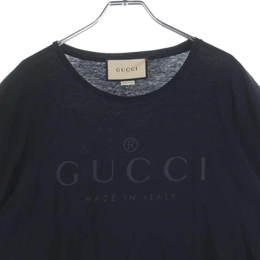 GUCCI(グッチ) Tonal Logo Tee 441685 トーナル フロントロゴプリント クルーネック半袖Tシャツカットソー ブラック