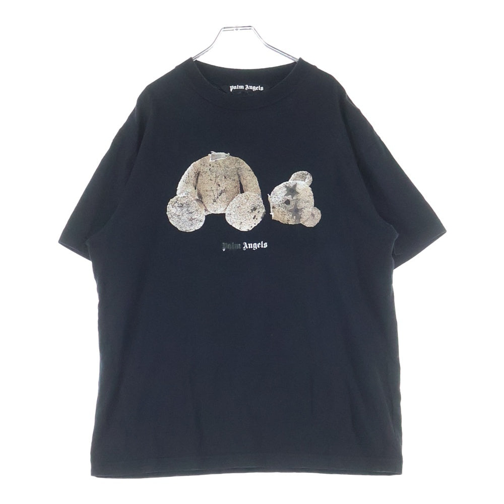 Palm Angels(パームエンジェルス) 21AW Spray Bear Motif T-Shirt PMAA001F21JER027 スプレーモチーフ ベアープリント半袖Tシャツ ブラック