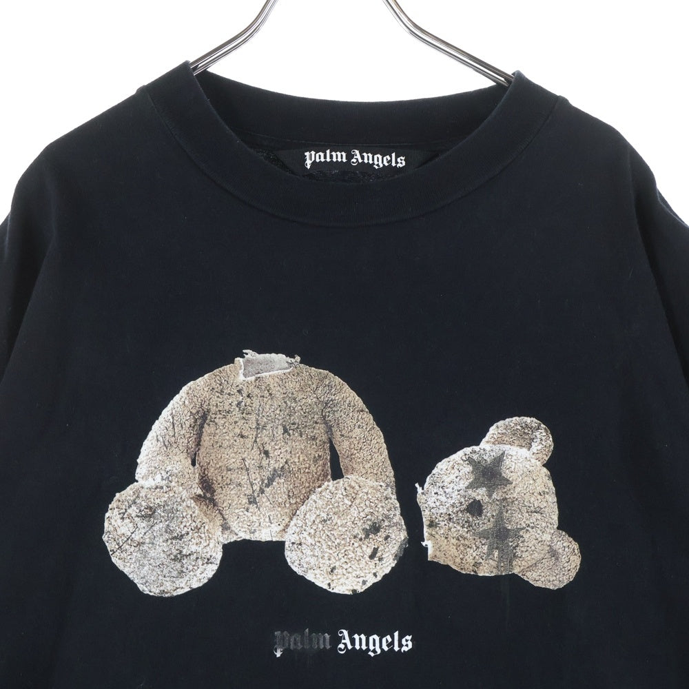 Palm Angels(パームエンジェルス) 21AW Spray Bear Motif T-Shirt PMAA001F21JER027 スプレーモチーフ ベアープリント半袖Tシャツ ブラック