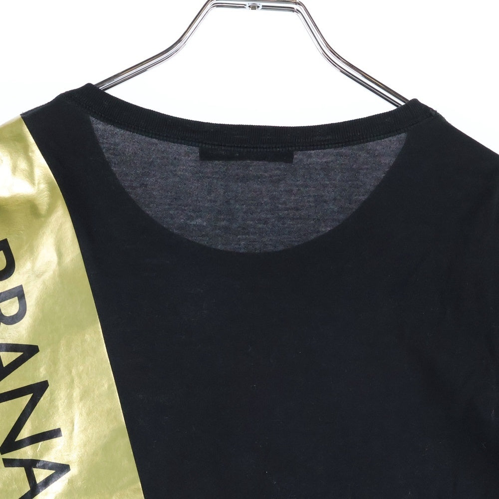 DOLCE & GABBANA(ドルチェアンドガッバーナ) ボックスロゴ テープ プリント クルーネック半袖Tシャツカットソー ブラック G8HS4T