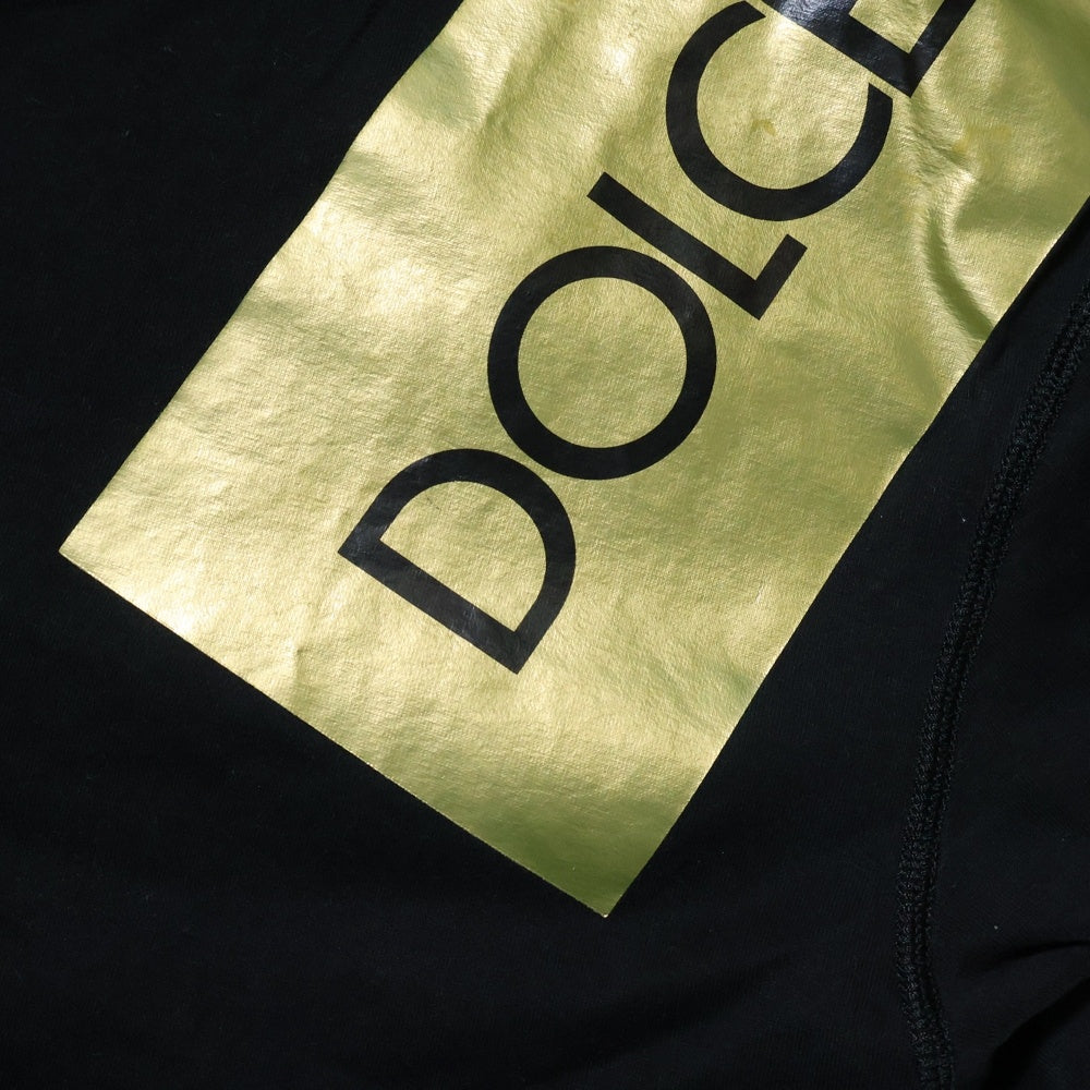 DOLCE & GABBANA(ドルチェアンドガッバーナ) ボックスロゴ テープ プリント クルーネック半袖Tシャツカットソー ブラック G8HS4T