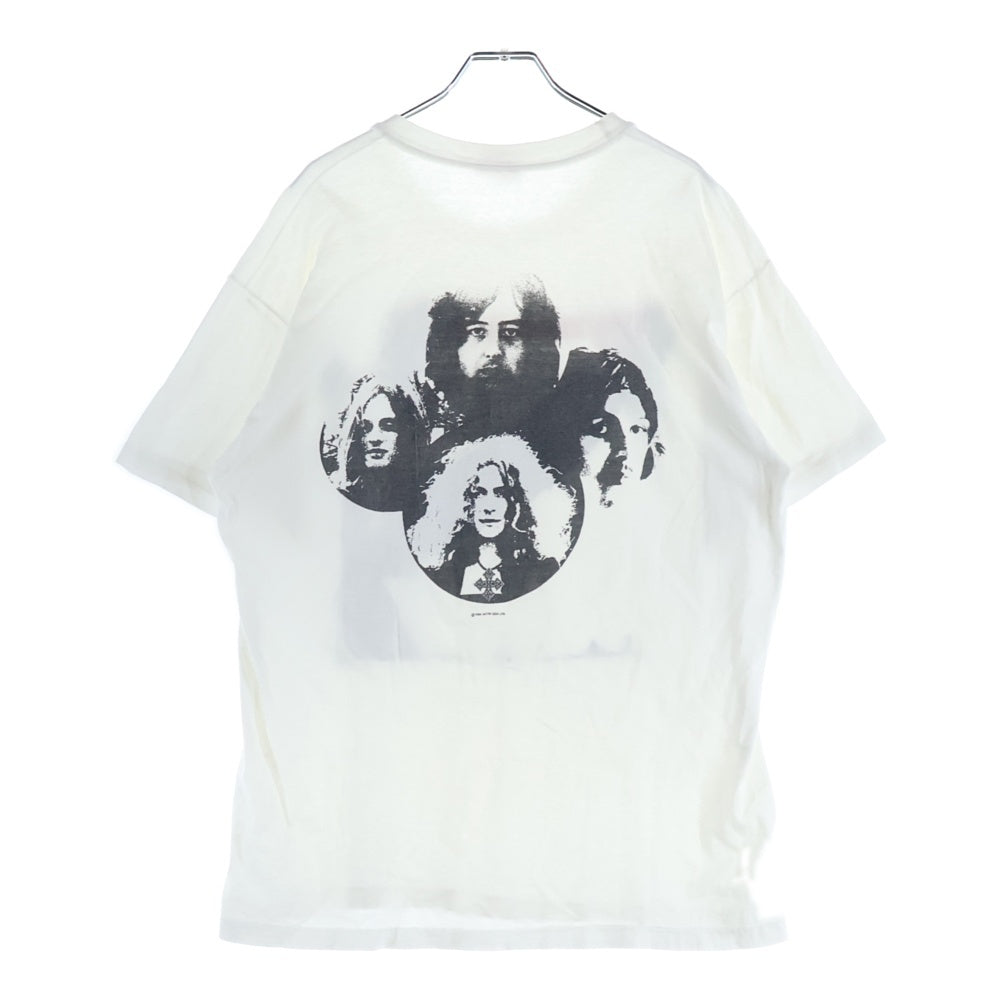 VINTAGE(ヴィンテージ) 90s LED ZEPPELIN レッドツェッペリン 飛行船 Hanesタグ 1984コピーライト 両面プリントクルーネック半袖Tシャツカットソー ホワイト