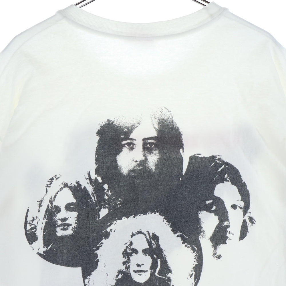 VINTAGE(ヴィンテージ) 90s LED ZEPPELIN レッドツェッペリン 飛行船 Hanesタグ 1984コピーライト 両面プリントクルーネック半袖Tシャツカットソー ホワイト