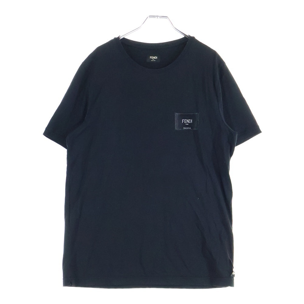 FENDI(フェンディ) 22SS Logo Patch Tee FY0894 A9RL フロントロゴパッチクルーネック半袖Tシャツカットソー ブラック